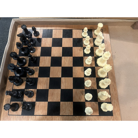 Vintage Drueke & Sons Chess Primer Game Complete Original Box Wood Collectible - Picture 2 of 16